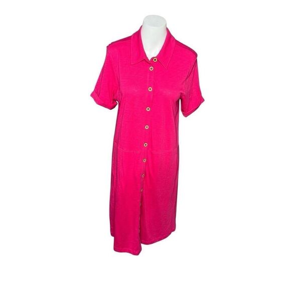 Soft Surroundings hot pink Filipa button down shirt dress size M - Picture 3 of 13